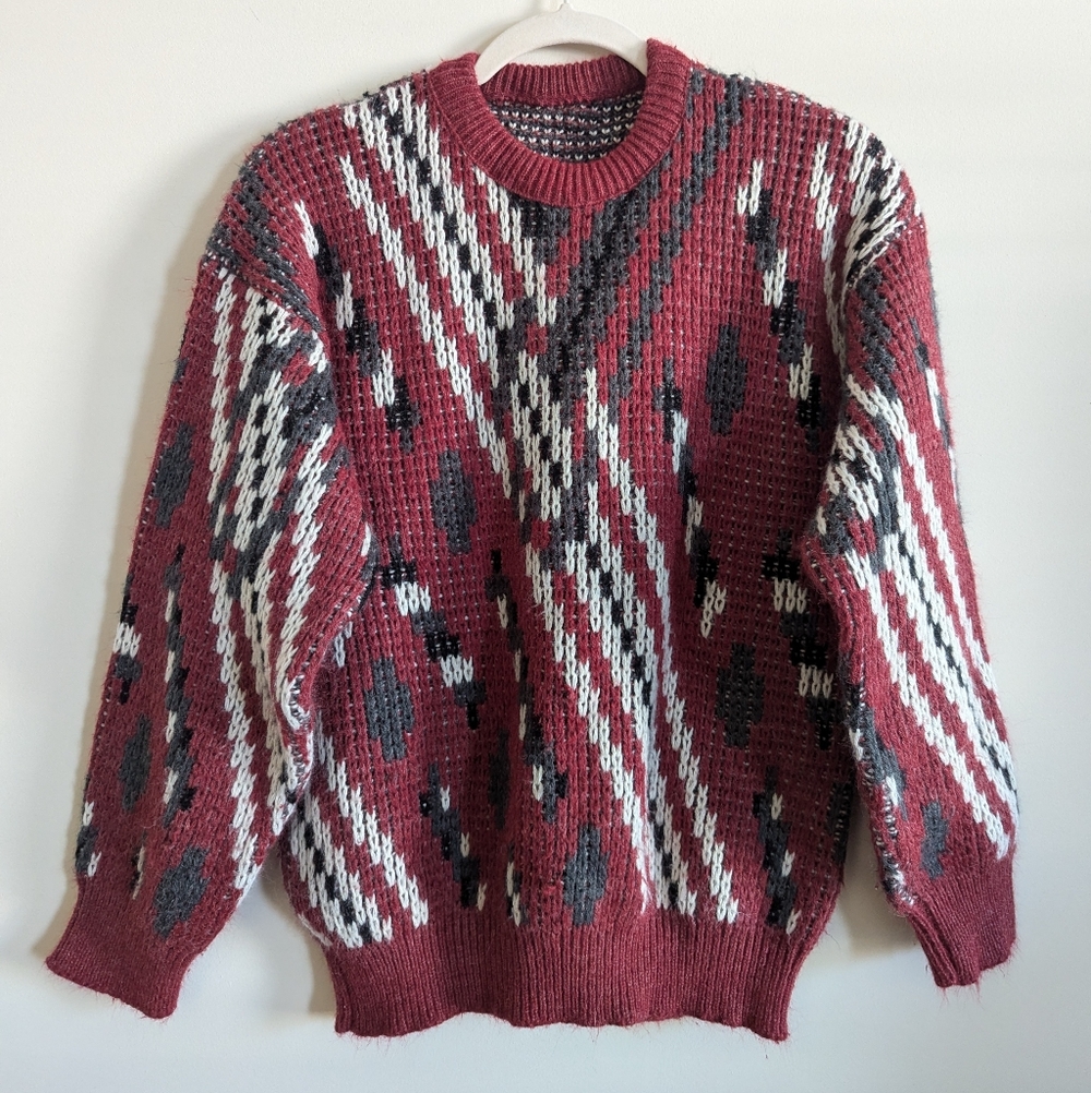 Vintage 90s Knit Wool Grandpa Sweater